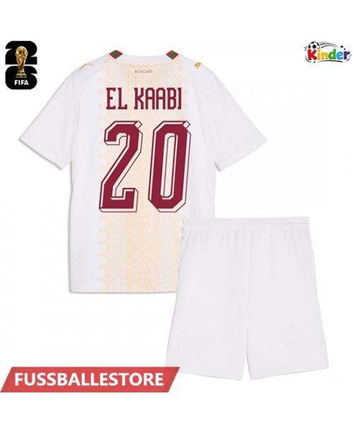 Günstige Marokko Ayoub El Kaabi #20 Auswärts Trikotsatzt Kinder WM 2026 Kurzarm (+ Kurze Hosen)